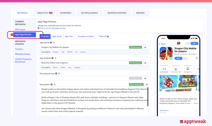 AppTweak’s new App Page Preview feature is now live